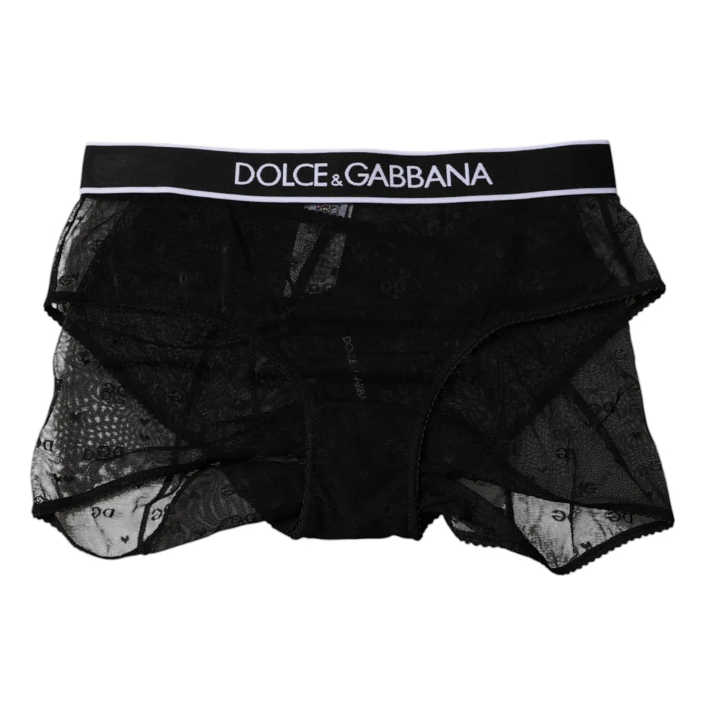 Dolce & Gabbana Black Tulle Nylon Mid Waist Panty Underwear - Zeiniez