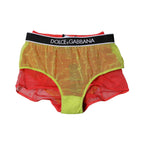 Dolce & Gabbana Red Yellow Tulle Mid Waist Panty Underwear - Zeiniez