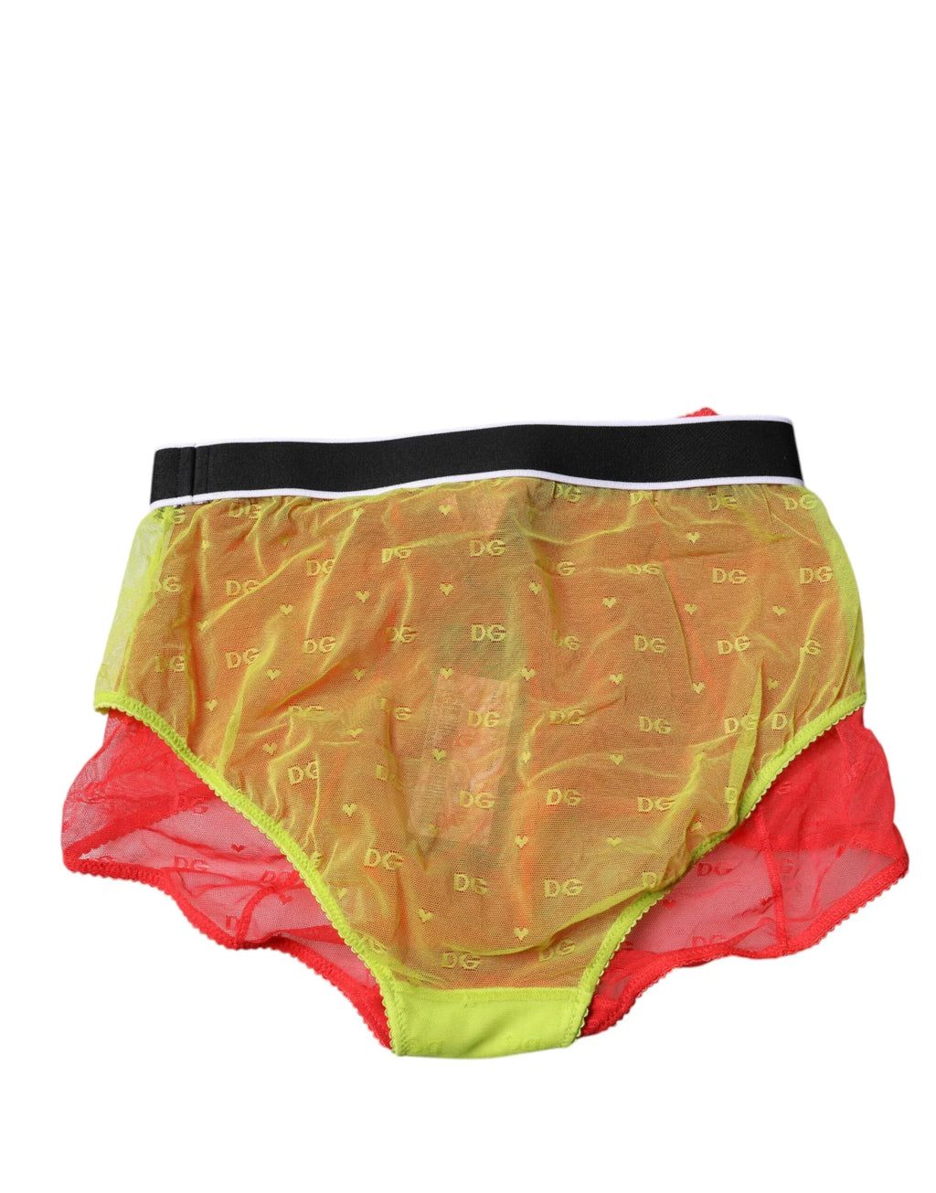 Dolce & Gabbana Red Yellow Tulle Mid Waist Panty Underwear - Zeiniez