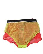 Dolce & Gabbana Red Yellow Tulle Mid Waist Panty Underwear - Zeiniez