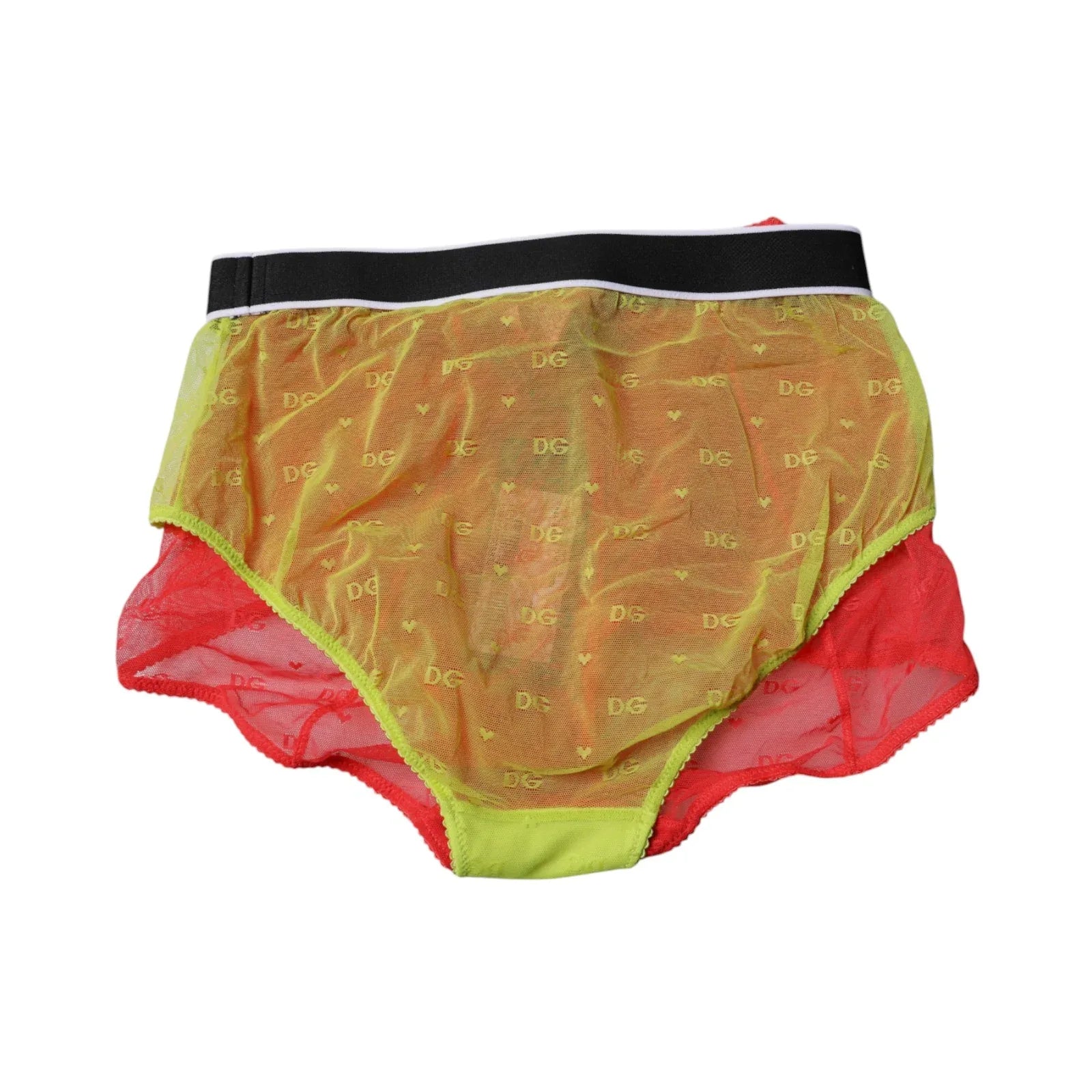 Dolce & Gabbana Red Yellow Tulle Mid Waist Panty Underwear - Zeiniez