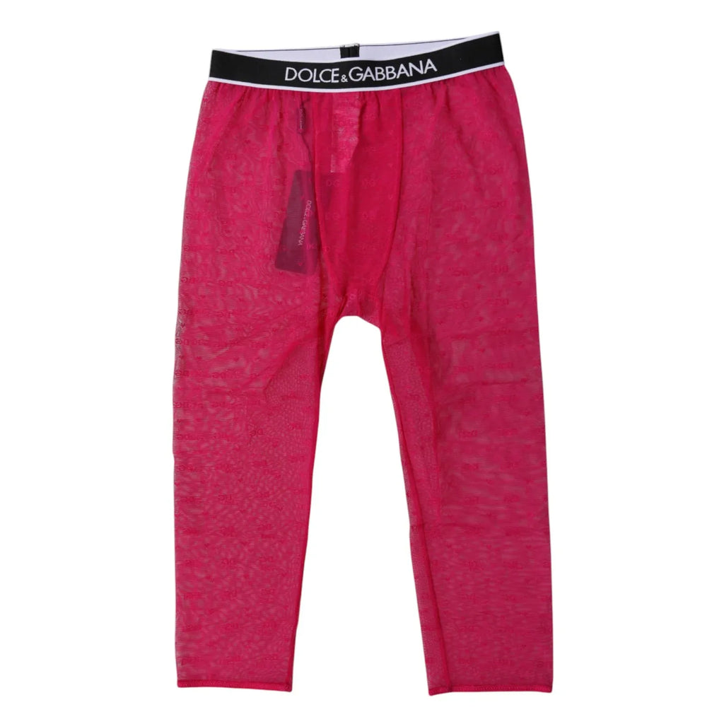 Dolce & Gabbana Fuchsia DG Logo Nylon Cropped Tights Underwear - Zeiniez
