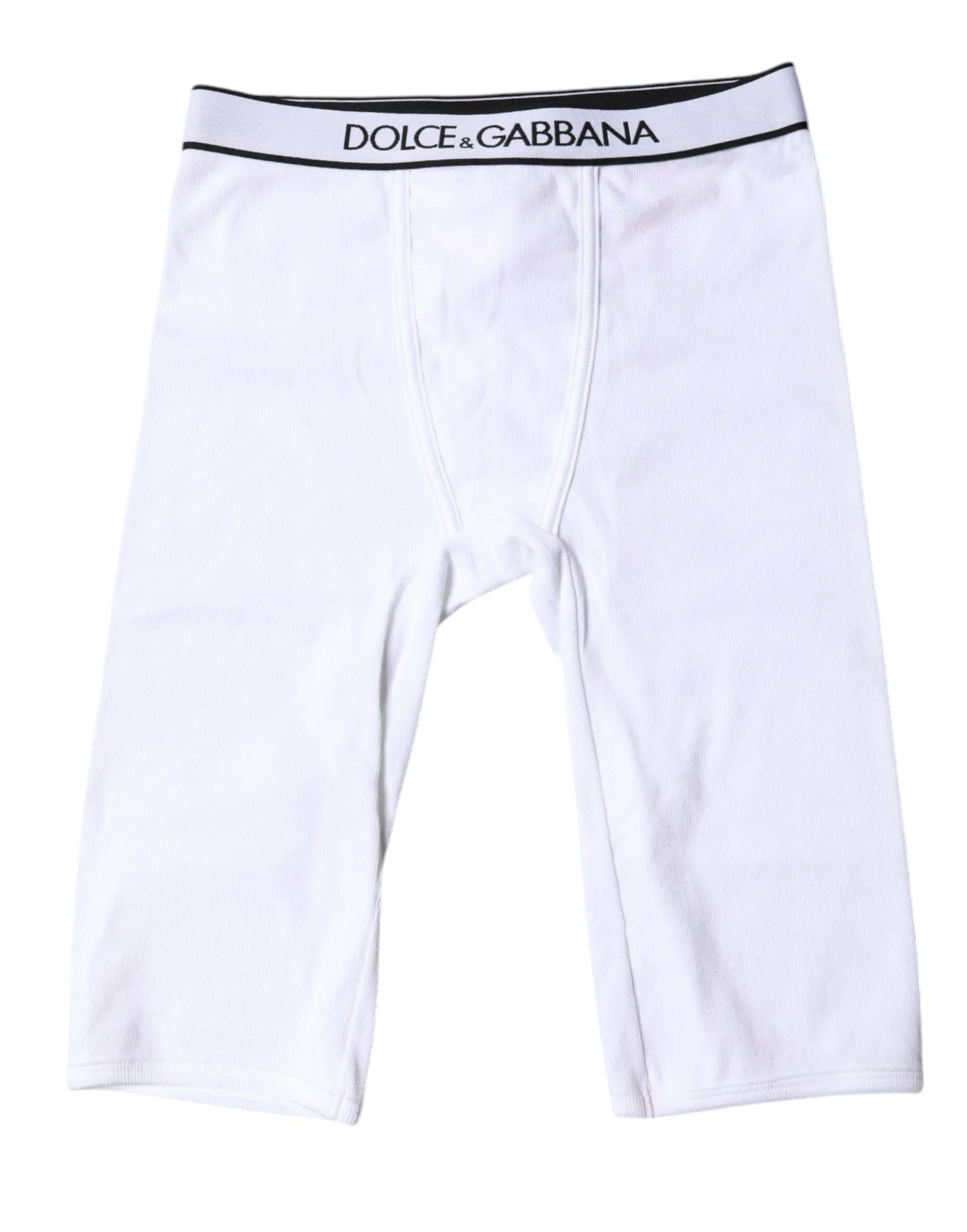 Dolce & Gabbana White Logo Cotton Cropped Tights Underwear - Zeiniez