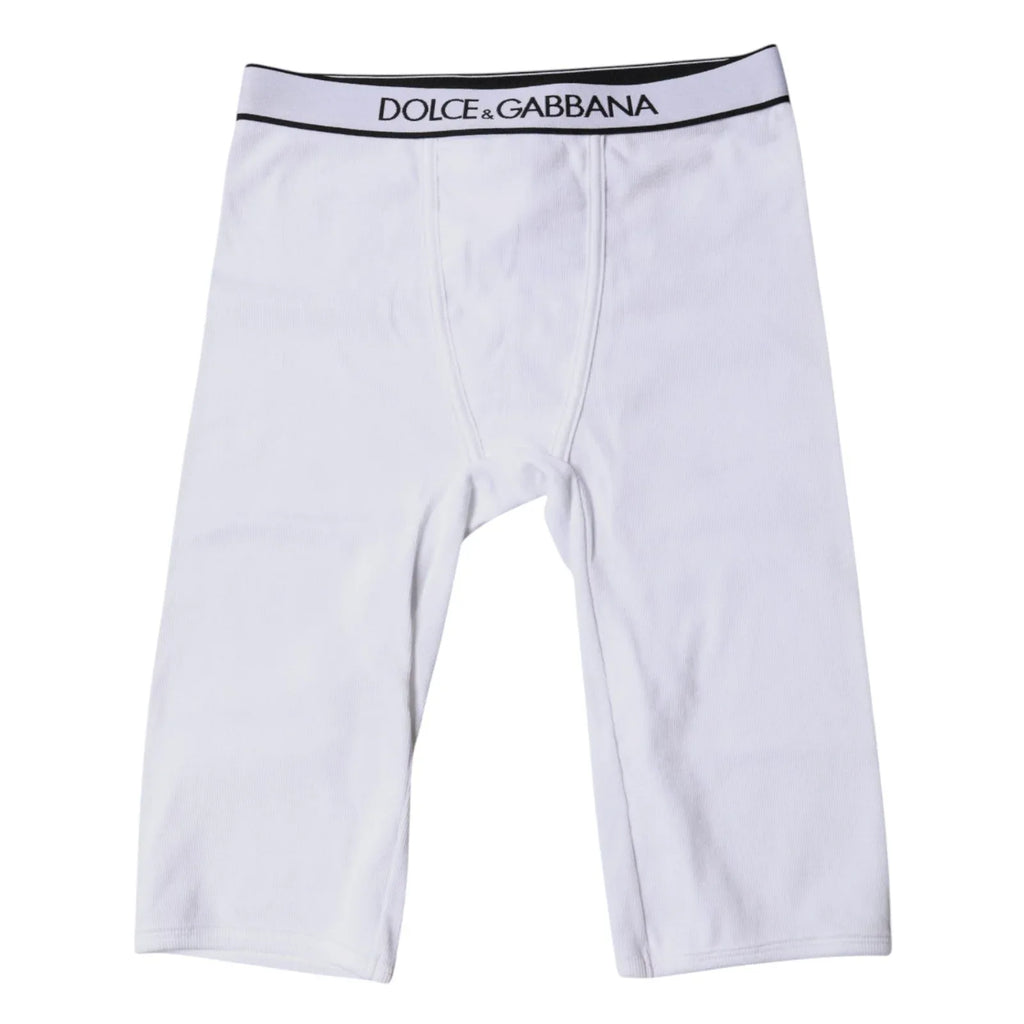 Dolce & Gabbana White Logo Cotton Cropped Tights Underwear - Zeiniez