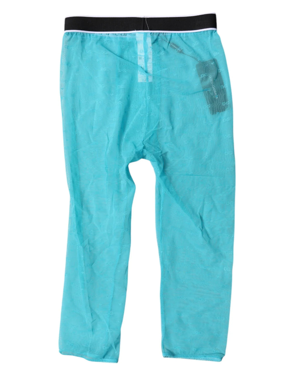 Dolce & Gabbana Light Blue DG Logo Nylon Cropped Tights Underwear - Zeiniez