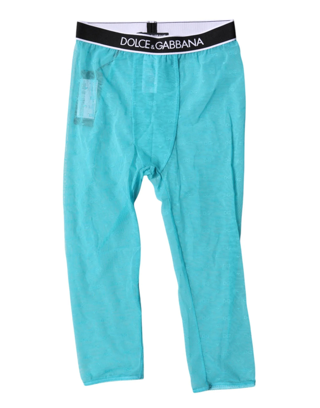 Dolce & Gabbana Light Blue DG Logo Nylon Cropped Tights Underwear - Zeiniez