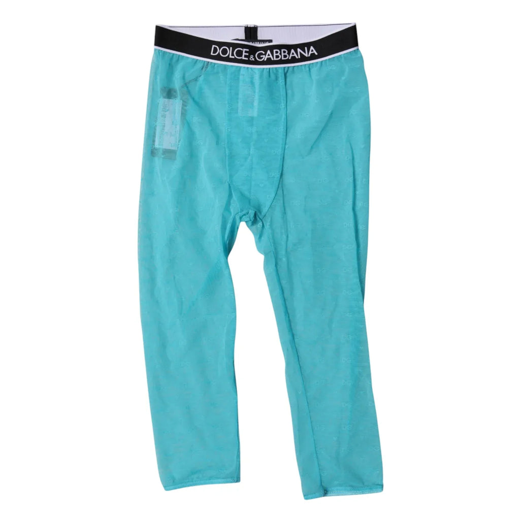 Dolce & Gabbana Light Blue DG Logo Nylon Cropped Tights Underwear - Zeiniez