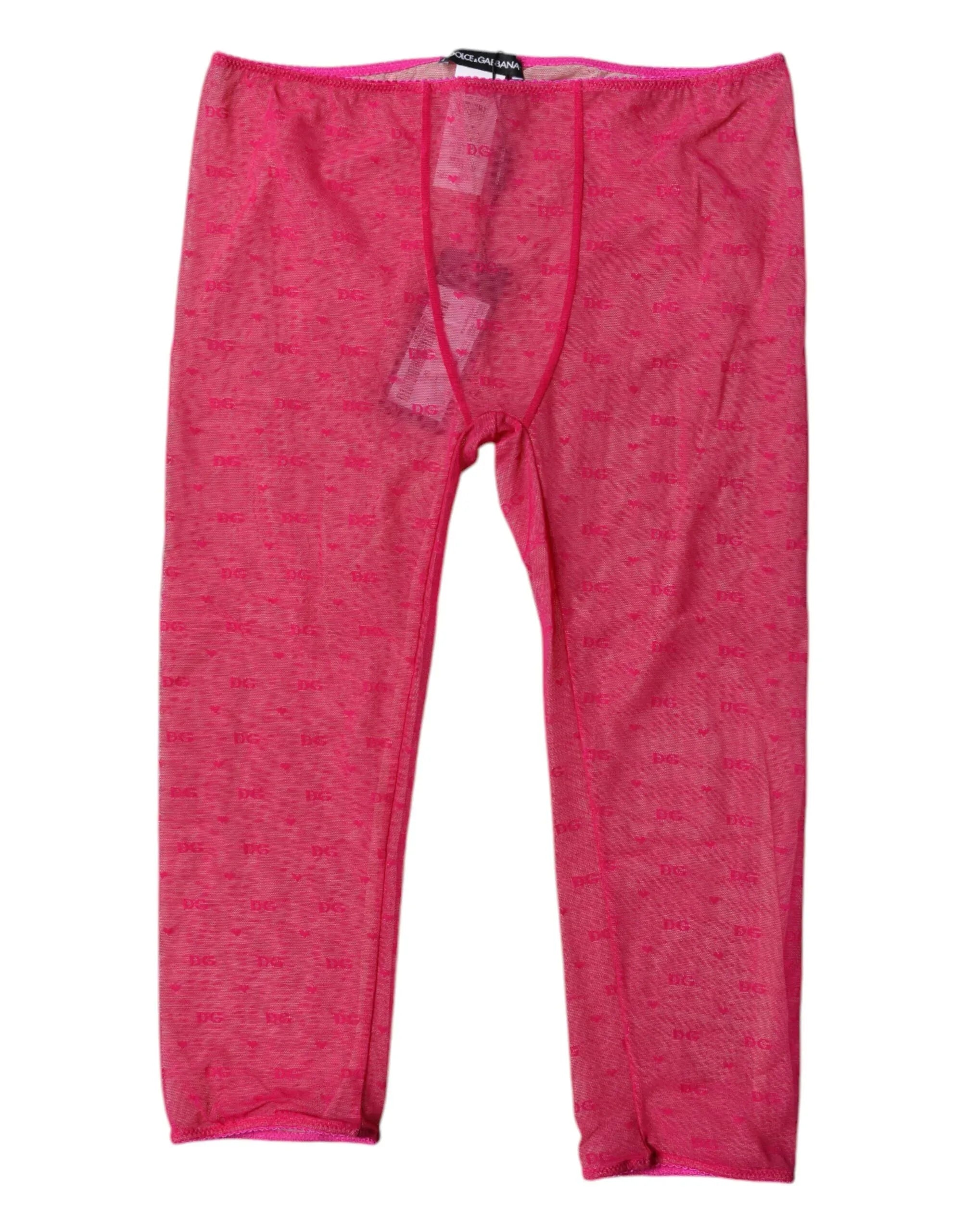 Dolce & Gabbana Fuchsia Logo Lace Lingerie Cropped Tight Underwear - Zeiniez