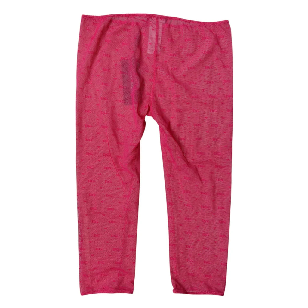 Dolce & Gabbana Fuchsia Logo Lace Lingerie Cropped Tight Underwear - Zeiniez