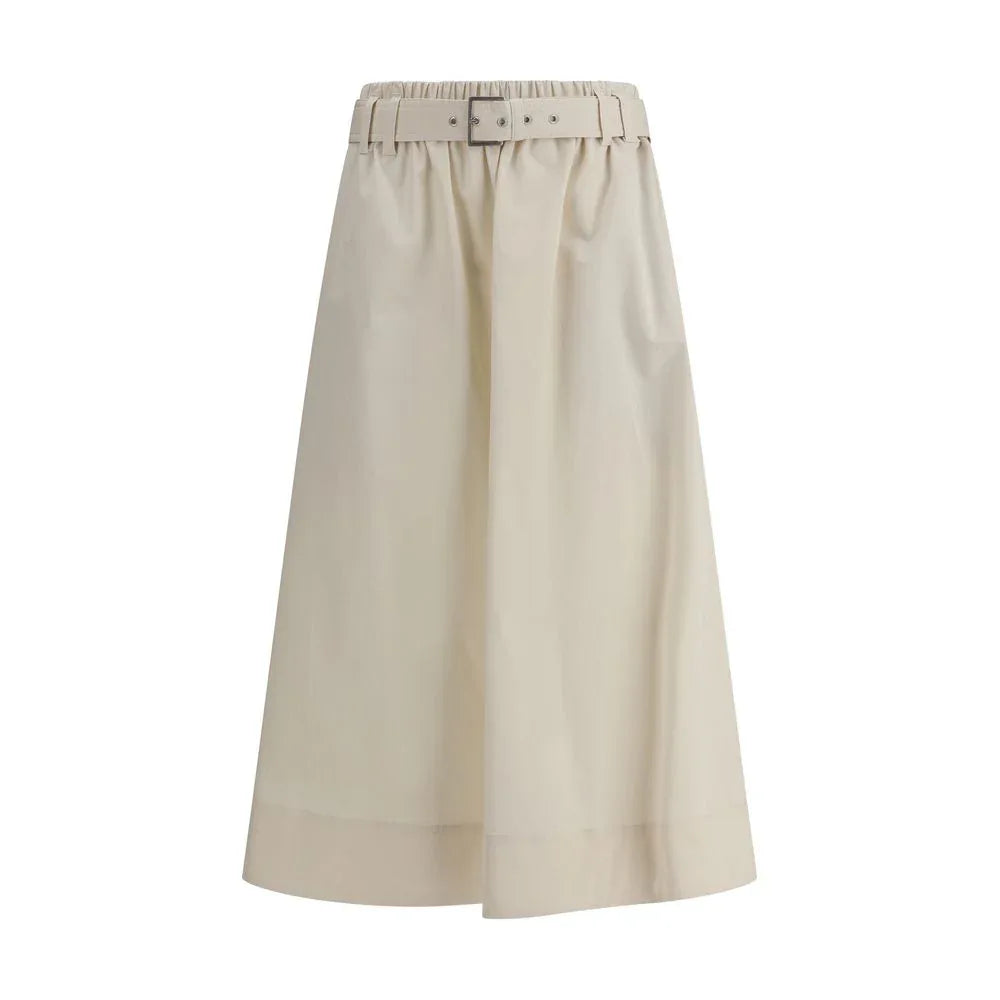 Brunello Cucinelli Cream Wide Long Skirt - Zeiniez