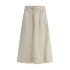 Brunello Cucinelli Cream Wide Long Skirt - Zeiniez