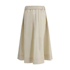 Brunello Cucinelli Cream Wide Long Skirt - Zeiniez