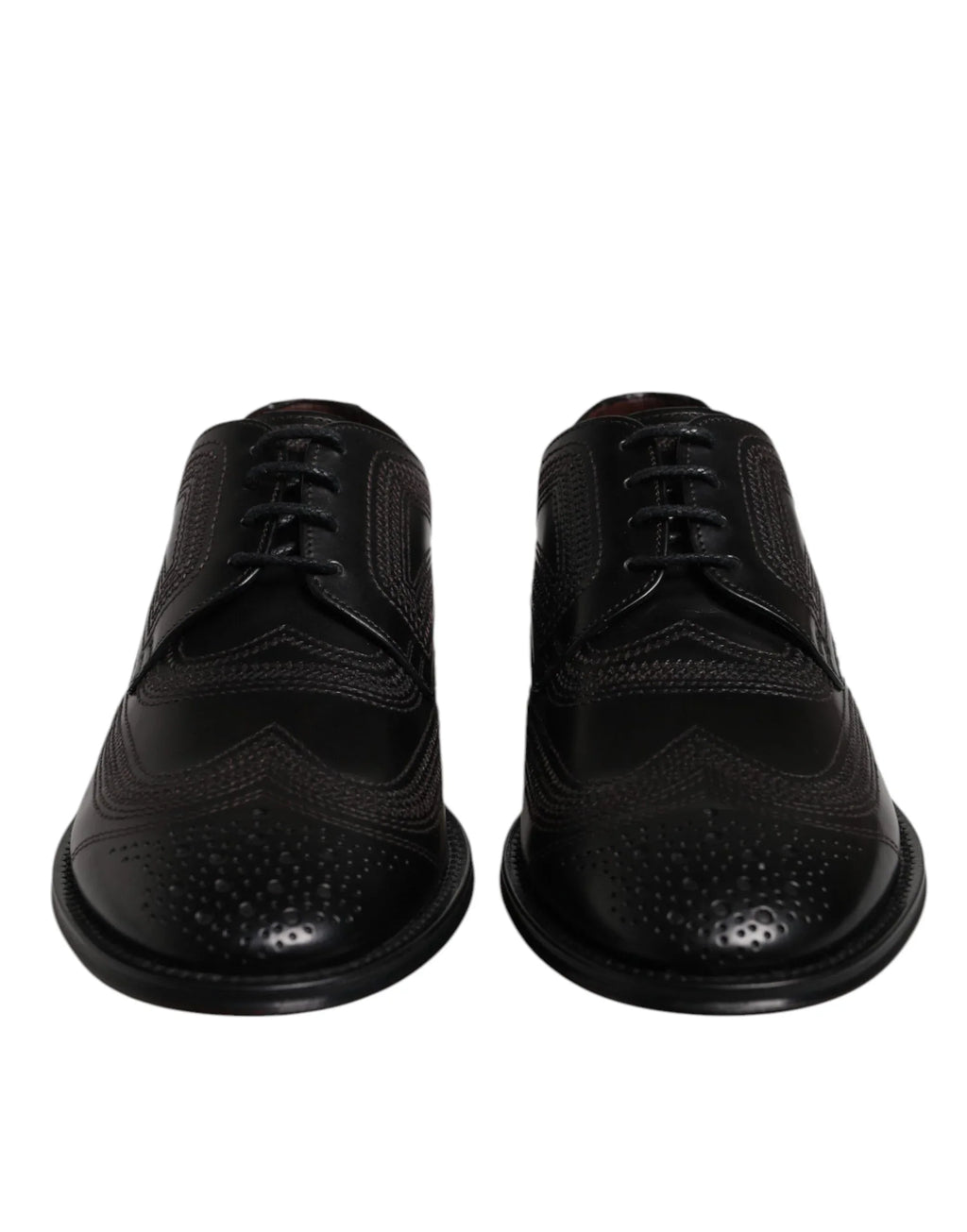 Dolce & Gabbana Black Embroidered Classic Leather Derby Dress Shoes - Zeiniez