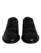 Dolce & Gabbana Black Embroidered Classic Leather Derby Dress Shoes - Zeiniez