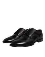 Dolce & Gabbana Black Embroidered Classic Leather Derby Dress Shoes - Zeiniez