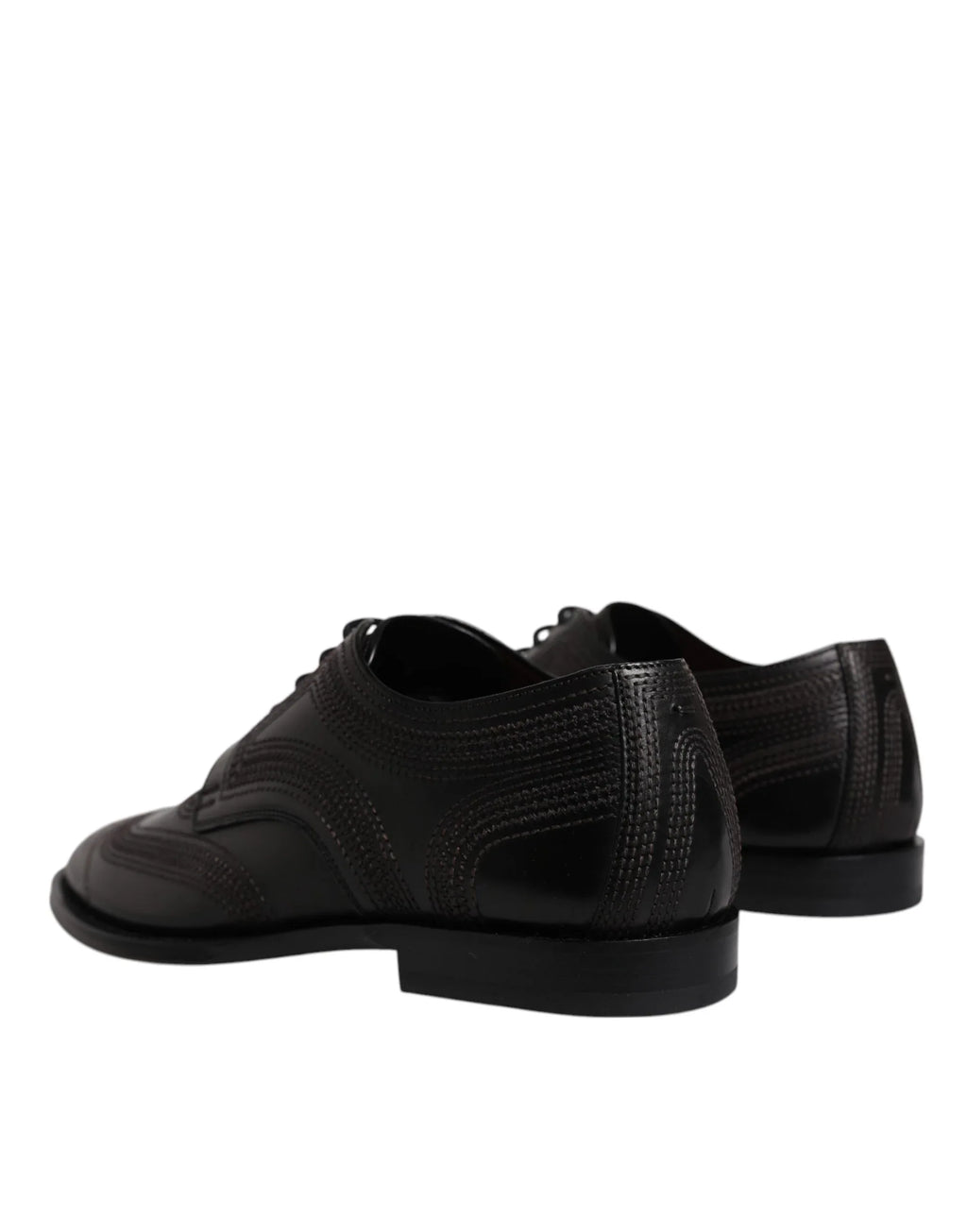 Dolce & Gabbana Black Embroidered Classic Leather Derby Dress Shoes - Zeiniez