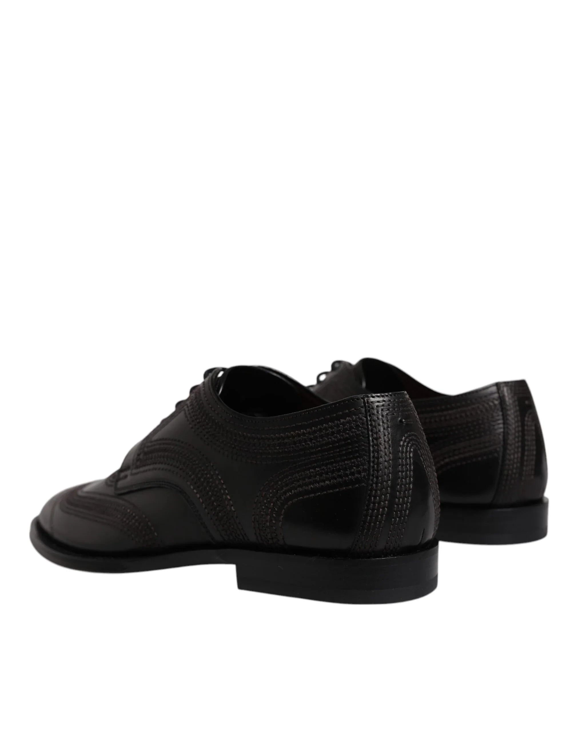 Dolce & Gabbana Black Embroidered Classic Leather Derby Dress Shoes - Zeiniez