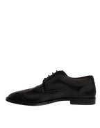 Dolce & Gabbana Black Embroidered Classic Leather Derby Dress Shoes - Zeiniez