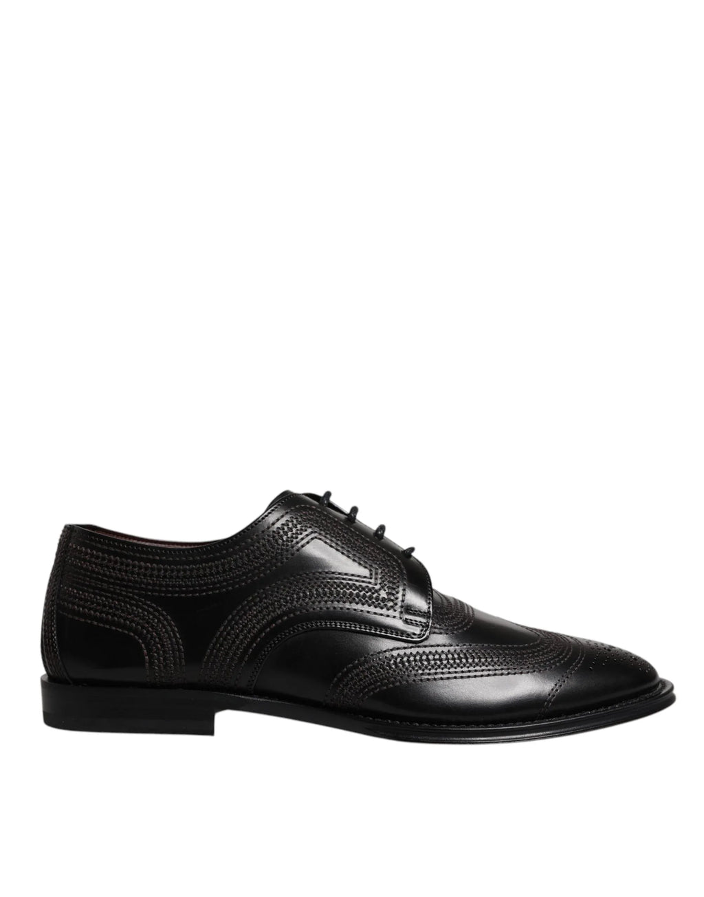 Dolce & Gabbana Black Embroidered Classic Leather Derby Dress Shoes - Zeiniez