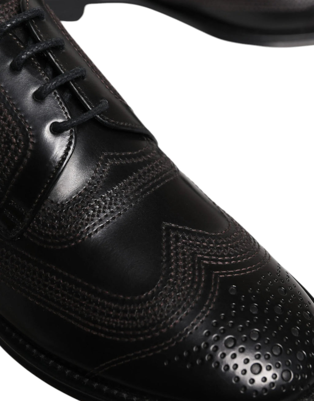 Dolce & Gabbana Black Embroidered Classic Leather Derby Dress Shoes - Zeiniez