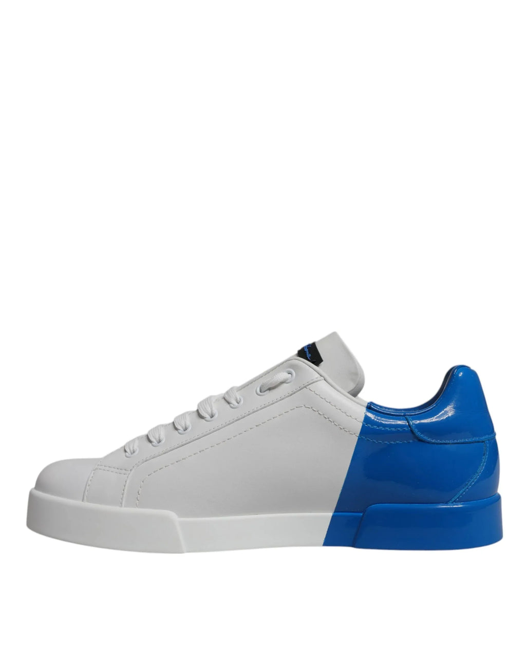 Dolce & Gabbana White Blue Leather Logo Low Top Sneakers Shoes - Zeiniez