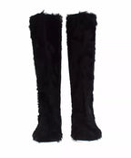 Dolce & Gabbana Black Xiangao Lamb Fur Leather Boots Shoes - Zeiniez