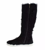 Dolce & Gabbana Black Xiangao Lamb Fur Leather Boots Shoes
