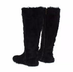 Dolce & Gabbana Black Xiangao Lamb Fur Leather Boots Shoes - Zeiniez