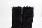 Dolce & Gabbana Black Xiangao Lamb Fur Leather Boots Shoes