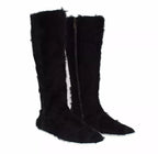 Dolce & Gabbana Black Xiangao Lamb Fur Leather Boots Shoes - Zeiniez