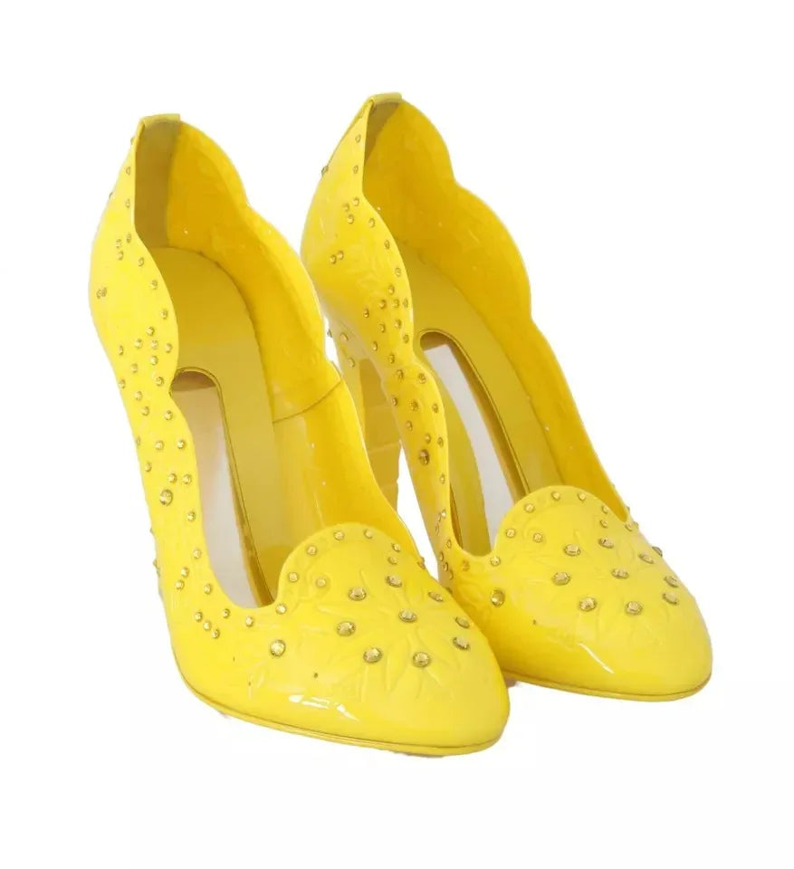 Dolce & Gabbana Yellow Crystal Heels CINDERELLA Shoes - Zeiniez