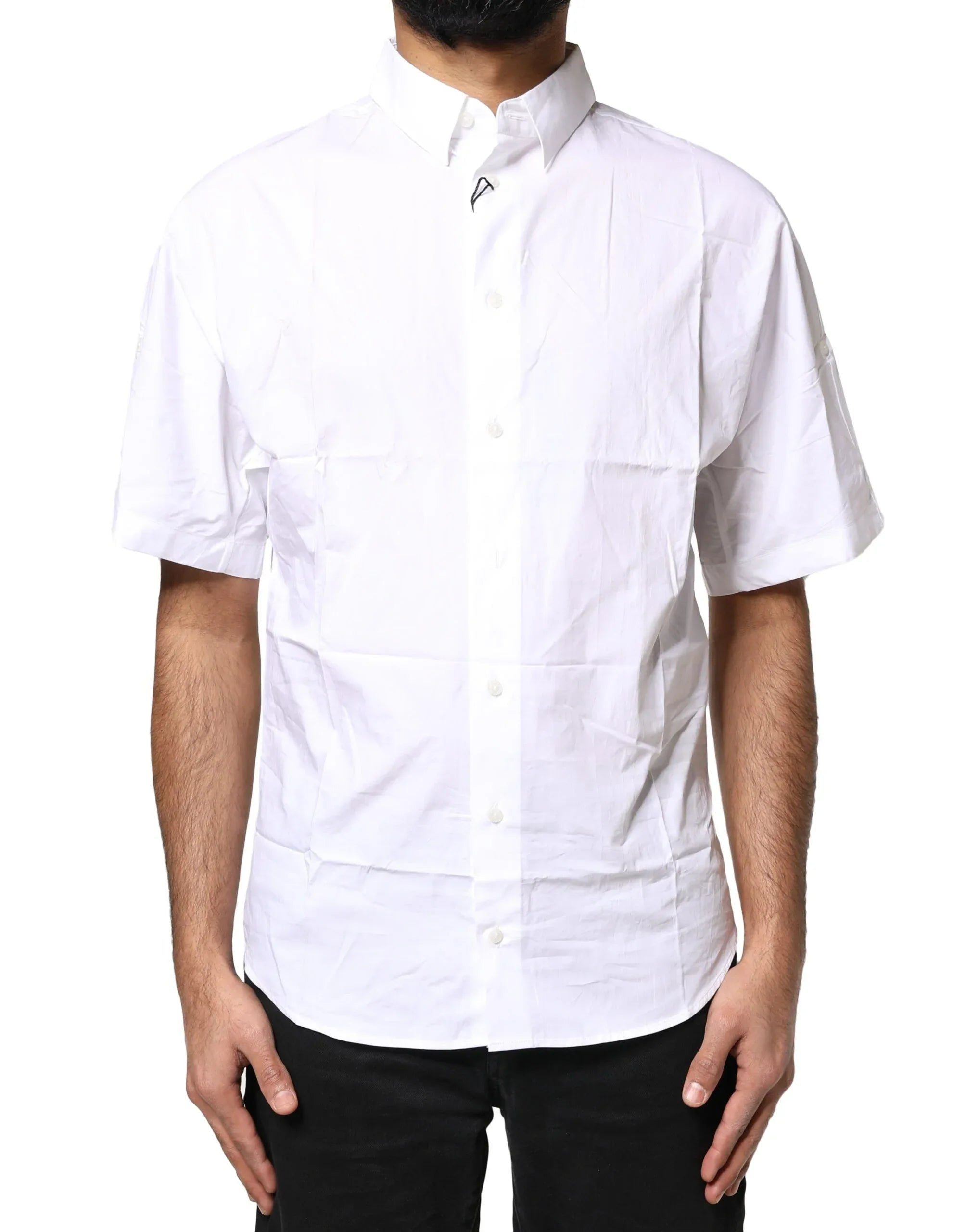 Dolce & Gabbana White Cotton Button Down Casual Men Polo Shirt - Zeiniez