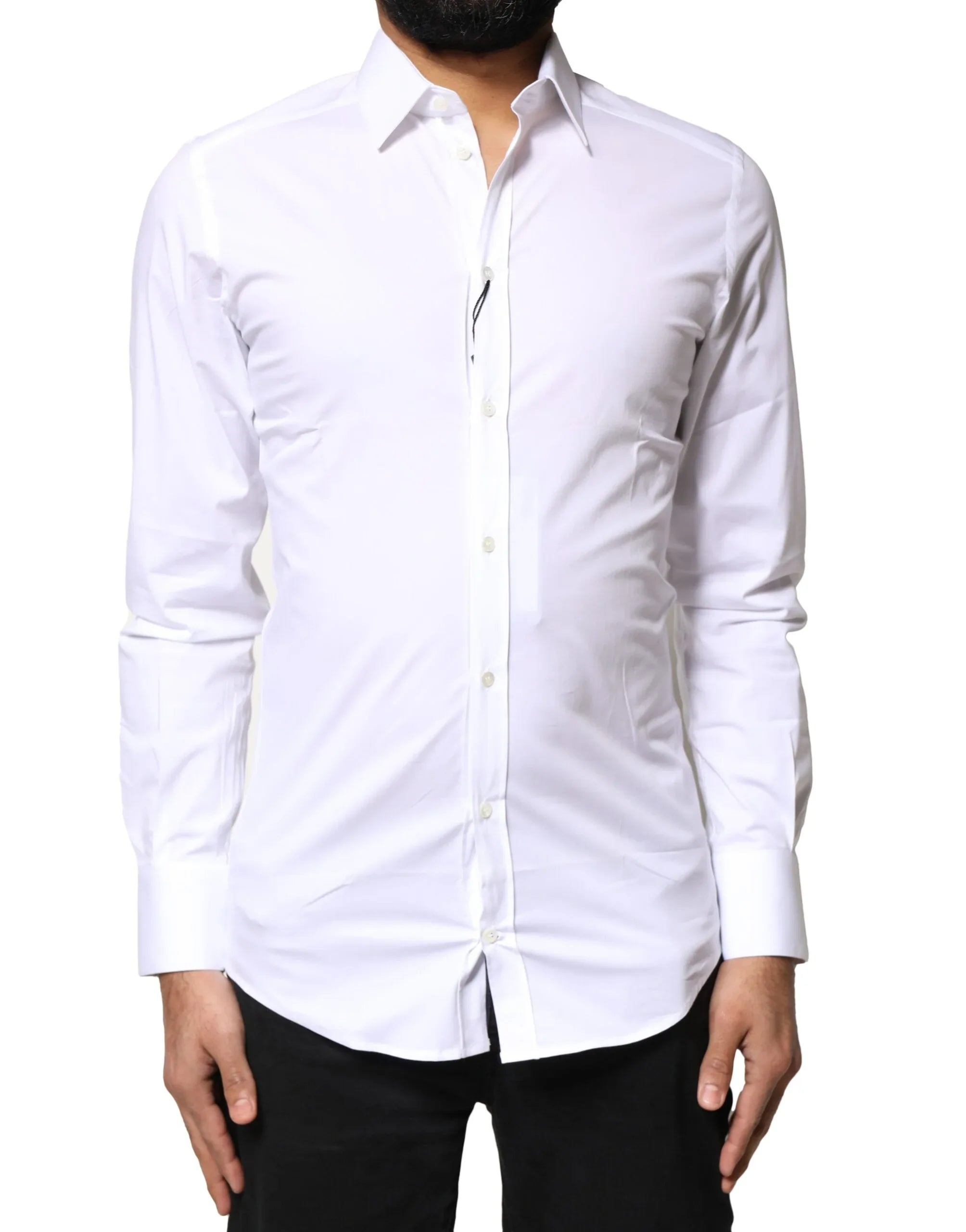 Dolce & Gabbana White GOLD Cotton Long Sleeves Dress Shirt - Zeiniez