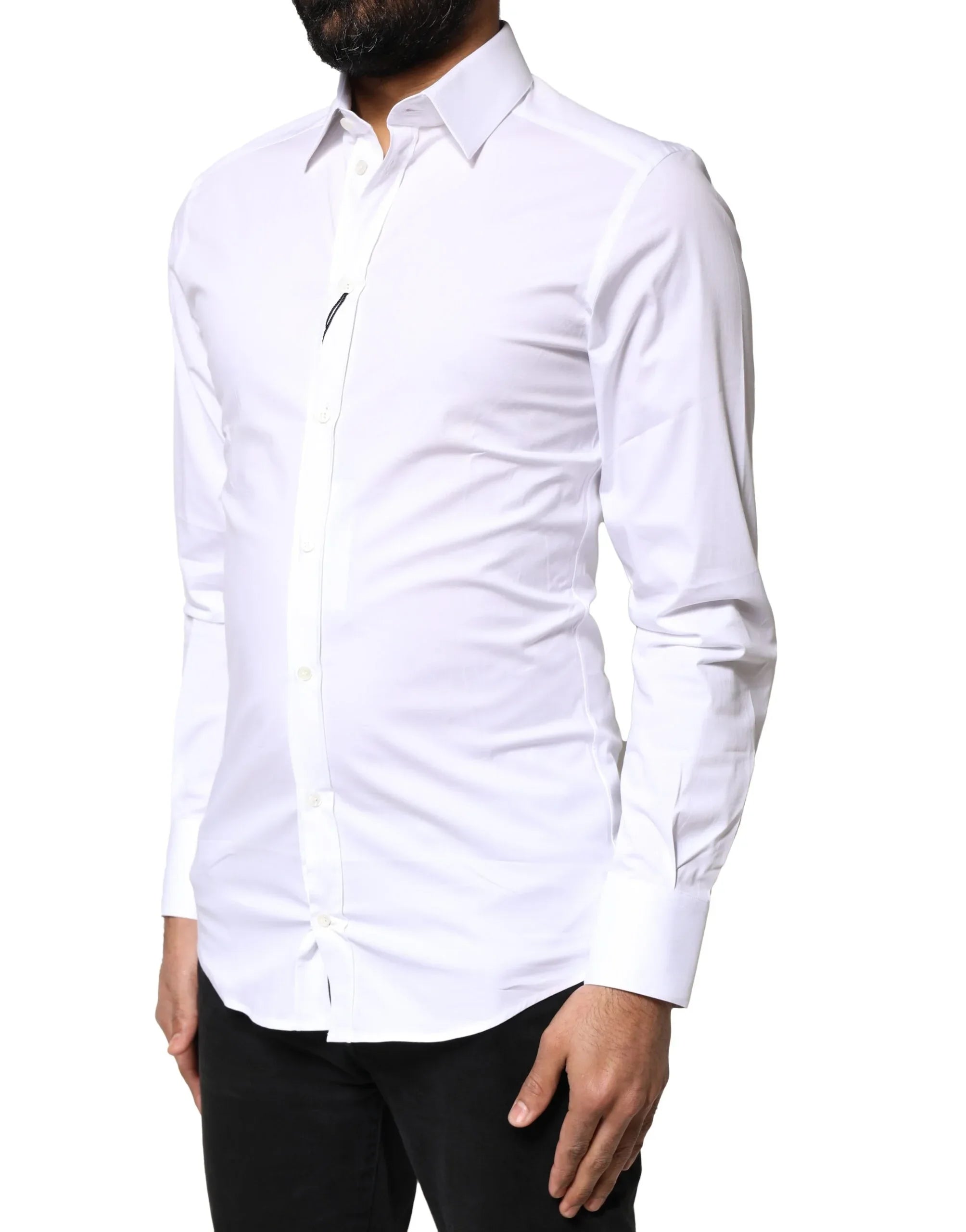 Dolce & Gabbana White GOLD Cotton Long Sleeves Dress Shirt - Zeiniez