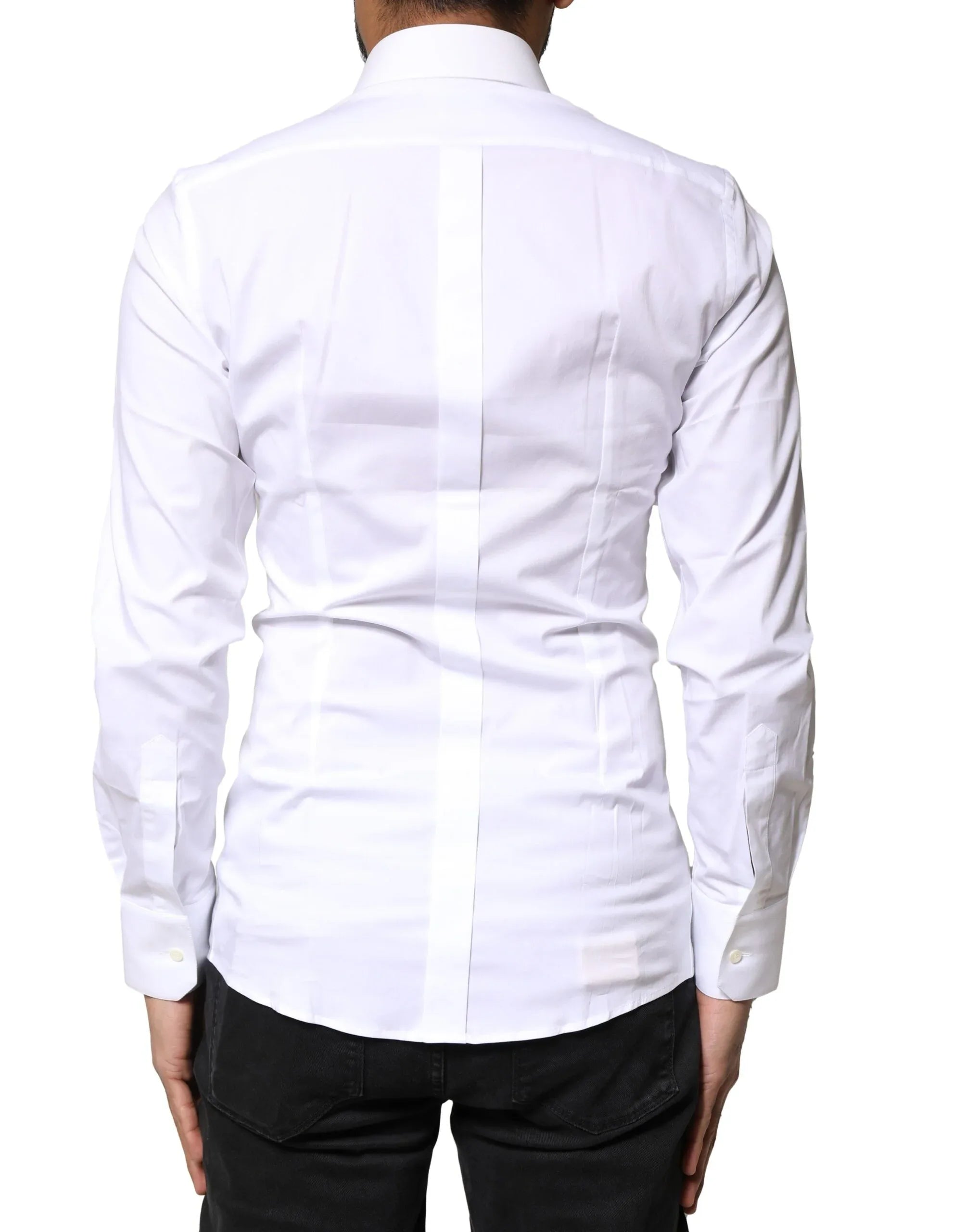 Dolce & Gabbana White GOLD Cotton Long Sleeves Dress Shirt - Zeiniez