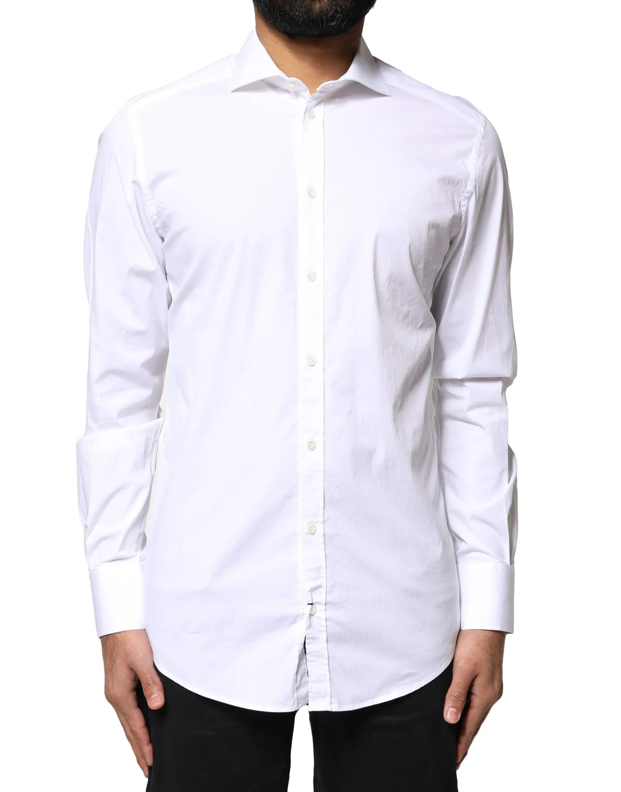 Dolce & Gabbana White GOLD Cotton Long Sleeves Dress Shirt - Zeiniez