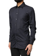 Dolce & Gabbana Dark Blue GOLD Cotton Long Sleeves Dress Shirt - Zeiniez