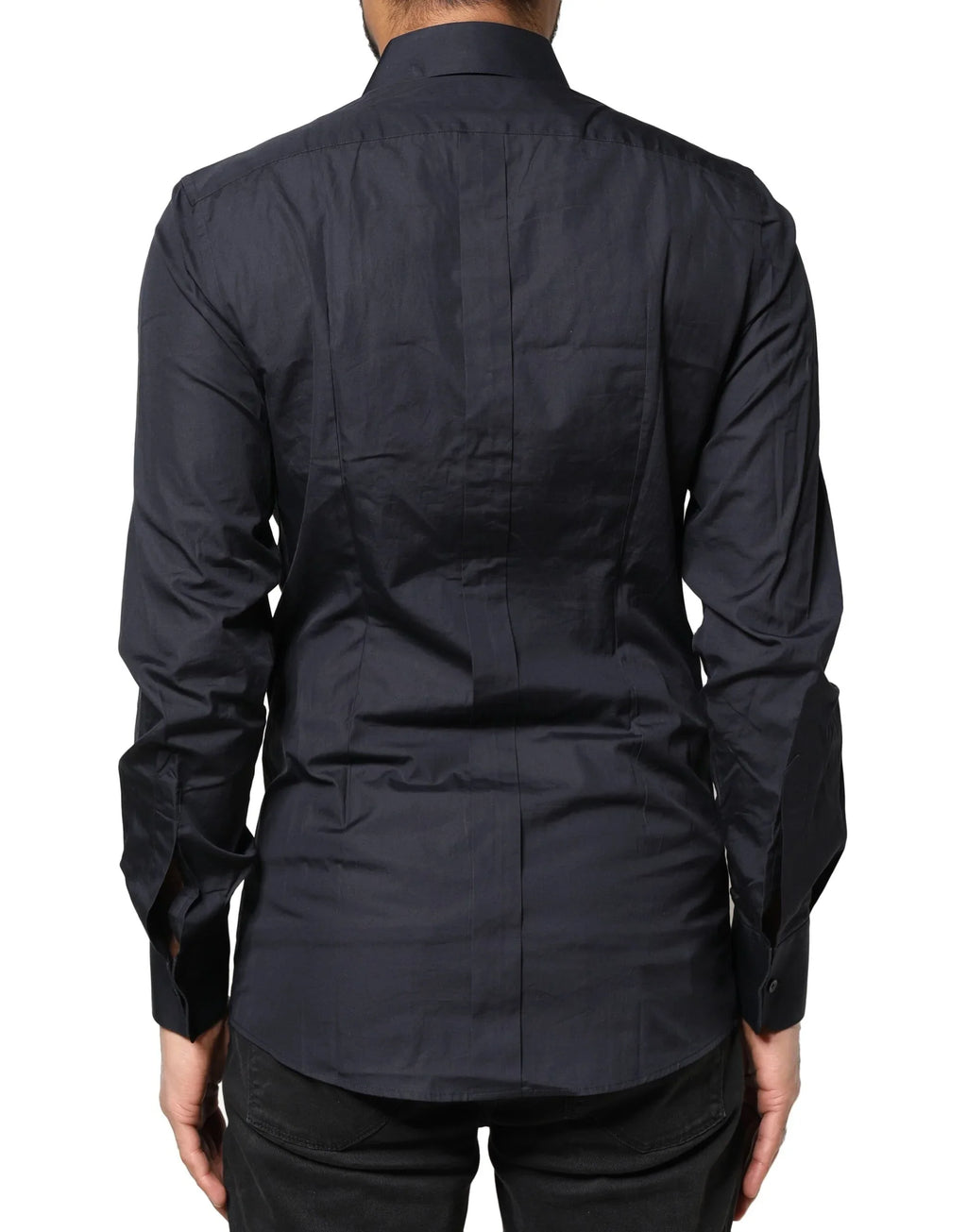 Dolce & Gabbana Dark Blue GOLD Cotton Long Sleeves Dress Shirt - Zeiniez