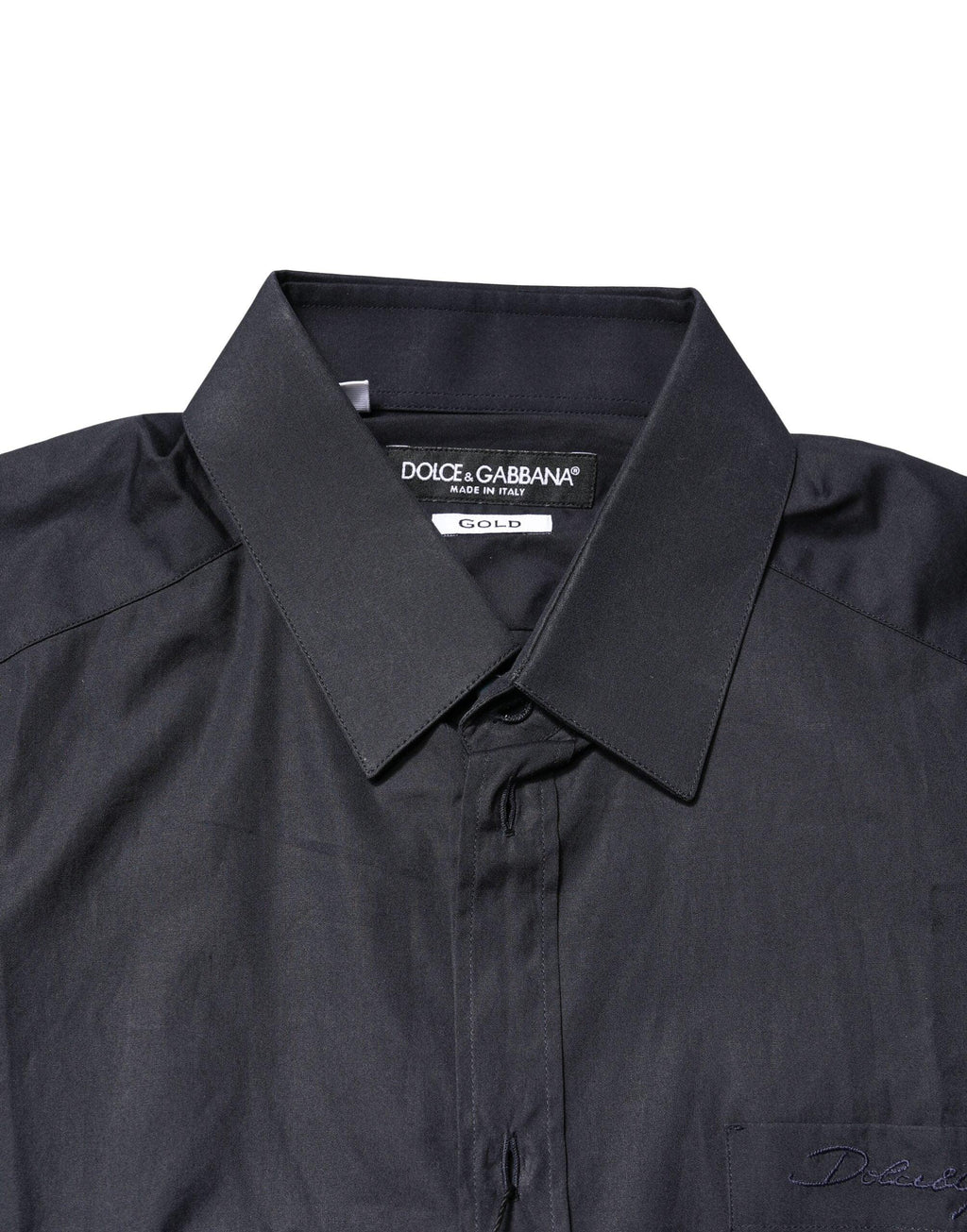 Dolce & Gabbana Dark Blue GOLD Cotton Long Sleeves Dress Shirt - Zeiniez