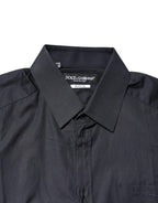 Dolce & Gabbana Dark Blue GOLD Cotton Long Sleeves Dress Shirt - Zeiniez