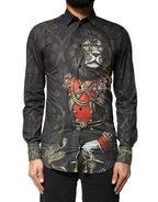 Dolce & Gabbana Black Royal Pet Portrait GOLD Dress Shirt - Zeiniez