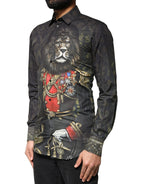 Dolce & Gabbana Black Royal Pet Portrait GOLD Dress Shirt - Zeiniez