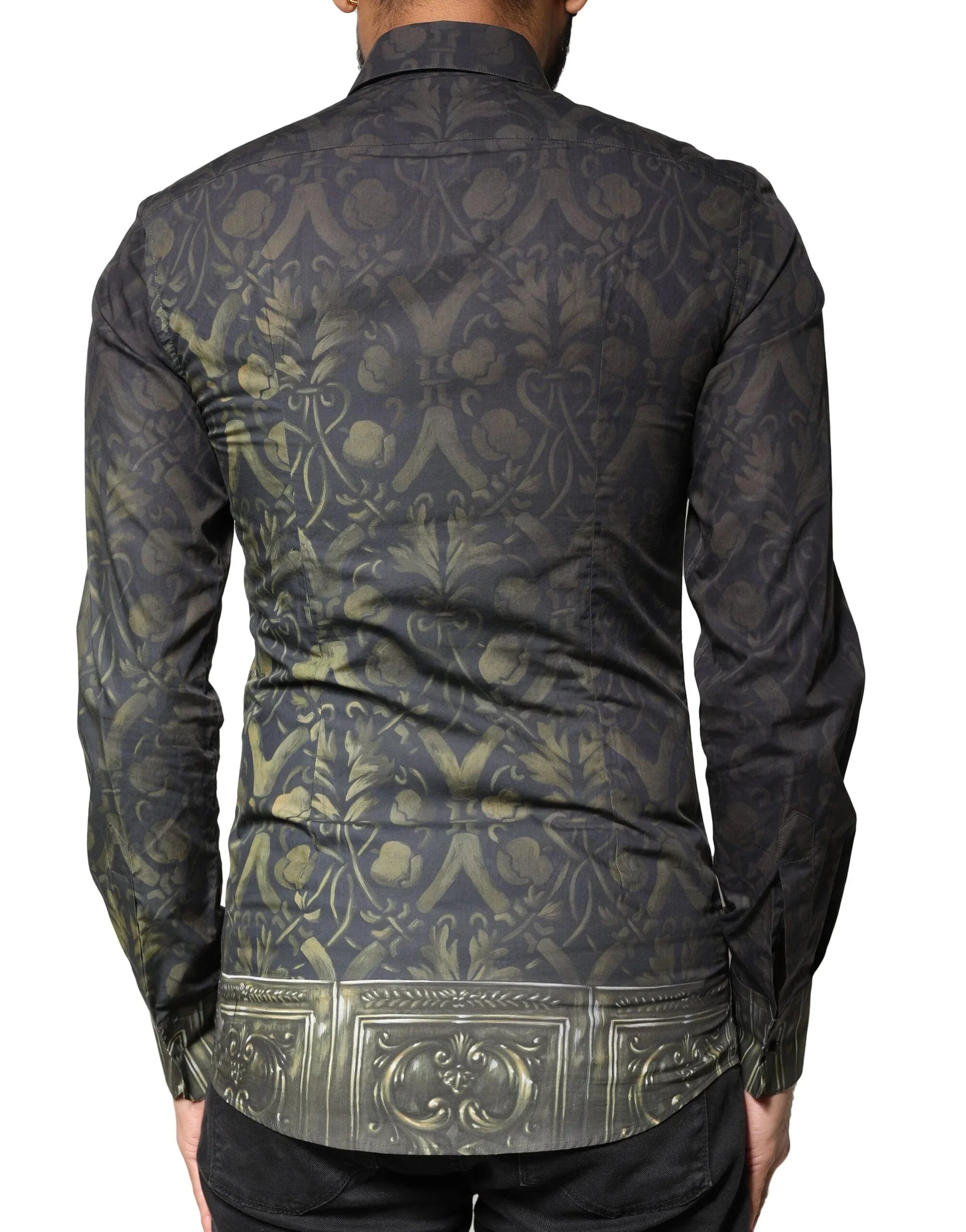 Dolce & Gabbana Black Royal Pet Portrait GOLD Dress Shirt - Zeiniez