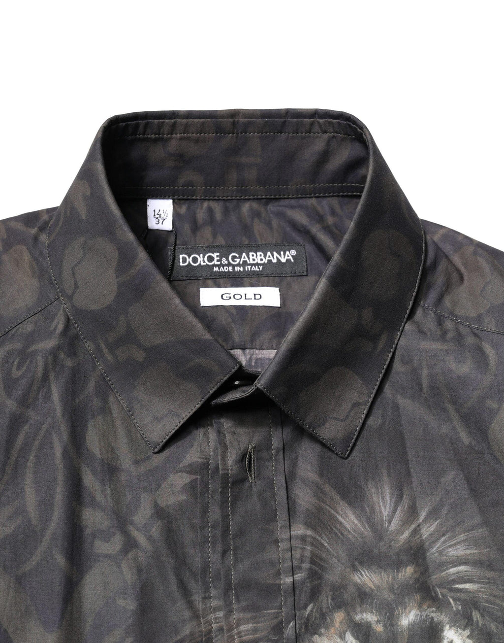 Dolce & Gabbana Black Royal Pet Portrait GOLD Dress Shirt - Zeiniez