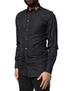 Dolce & Gabbana Black Love Embroidery GOLD Formal Dress Shirt - Zeiniez