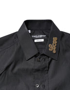 Dolce & Gabbana Black Love Embroidery GOLD Formal Dress Shirt - Zeiniez