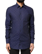 Dolce & Gabbana Blue Check Tartan GOLD Formal Dress Shirt - Zeiniez