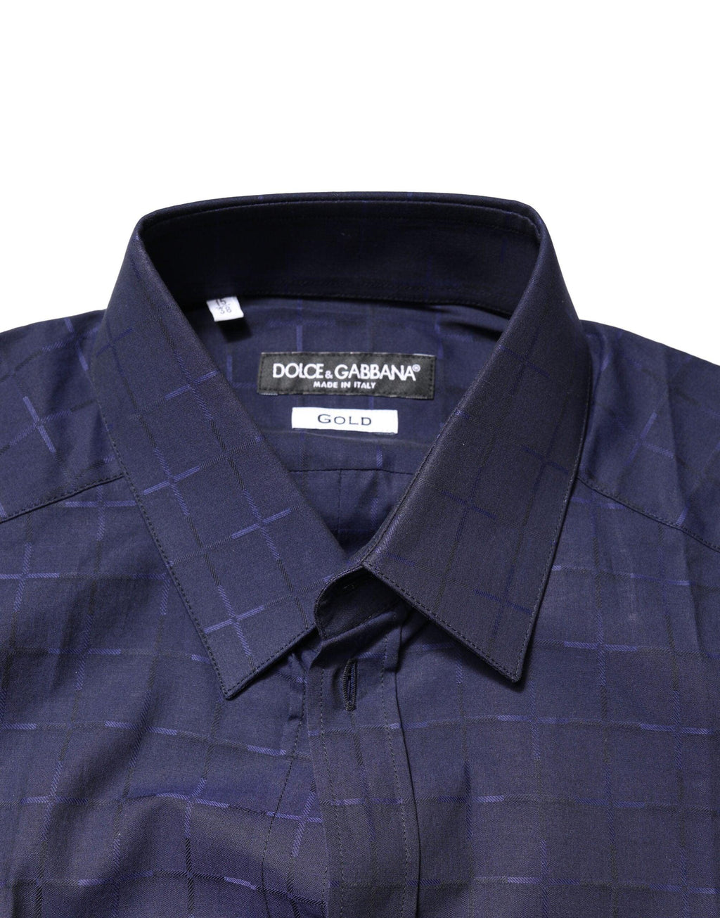 Dolce & Gabbana Blue Check Tartan GOLD Formal Dress Shirt - Zeiniez