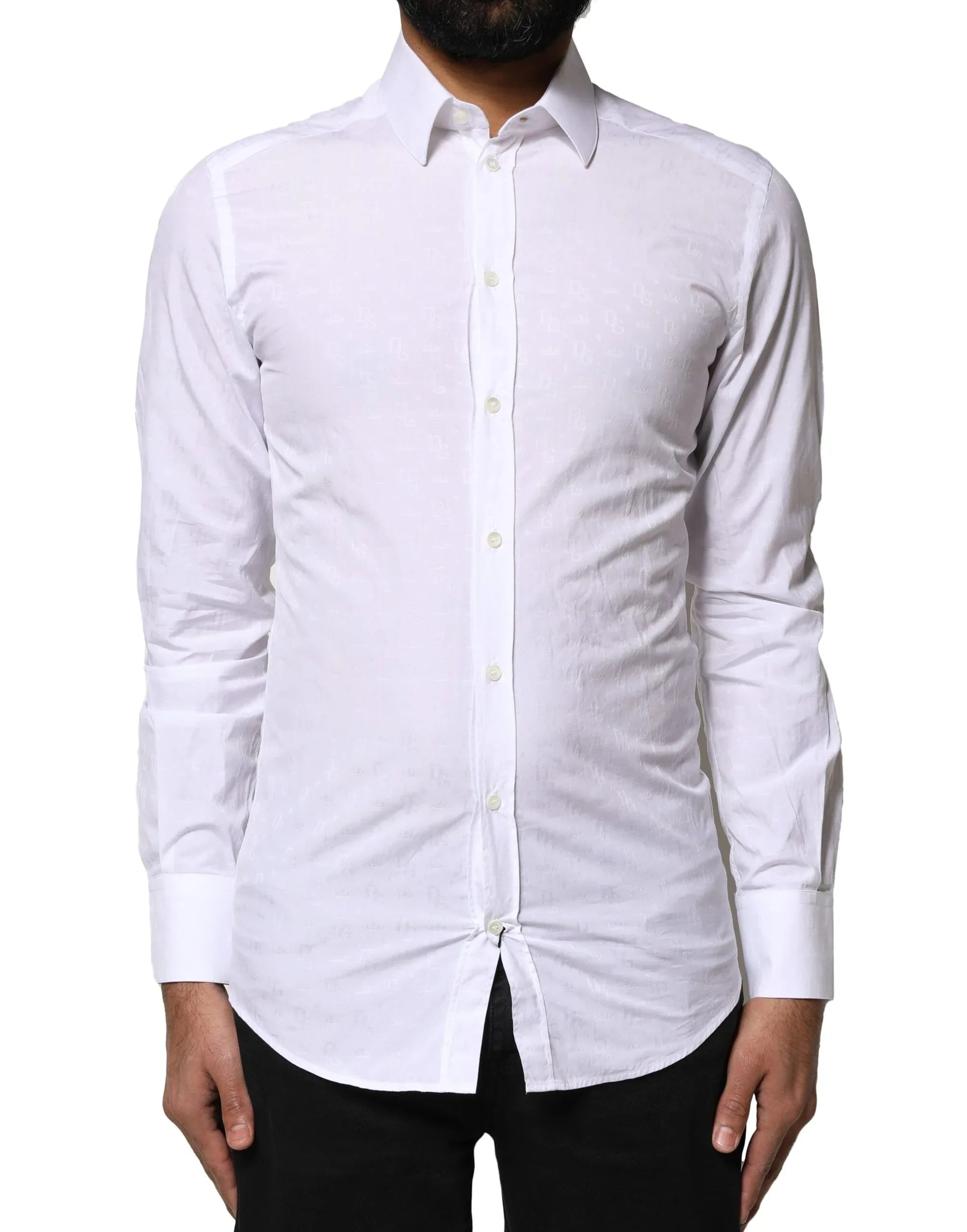 Dolce & Gabbana White GOLD Cotton Long Sleeves Dress Shirt - Zeiniez