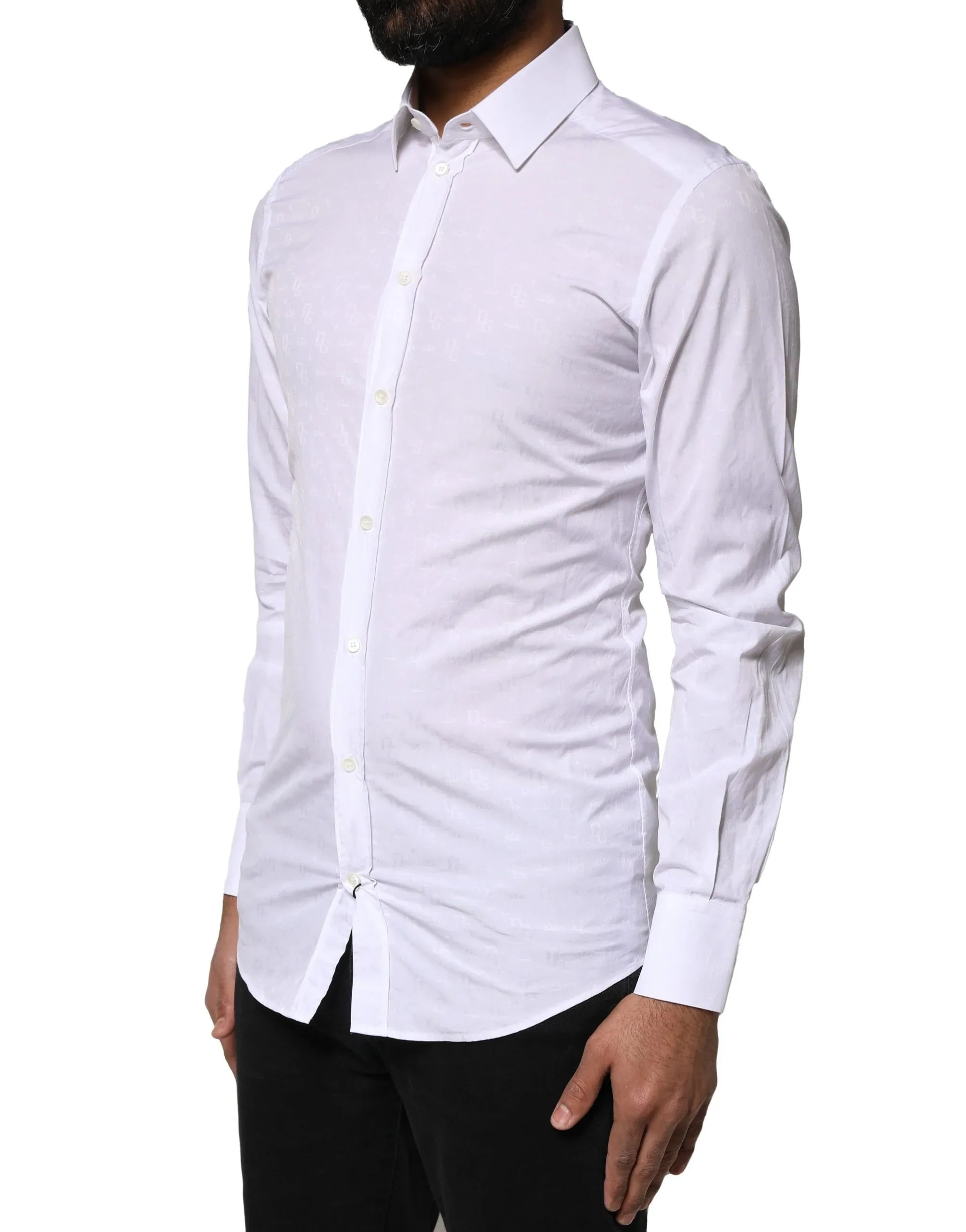 Dolce & Gabbana White GOLD Cotton Long Sleeves Dress Shirt - Zeiniez